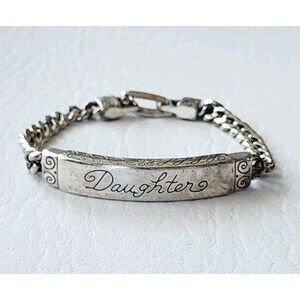 Brighton Daughter Retired Silver Bar Family ID Bracelet  7”